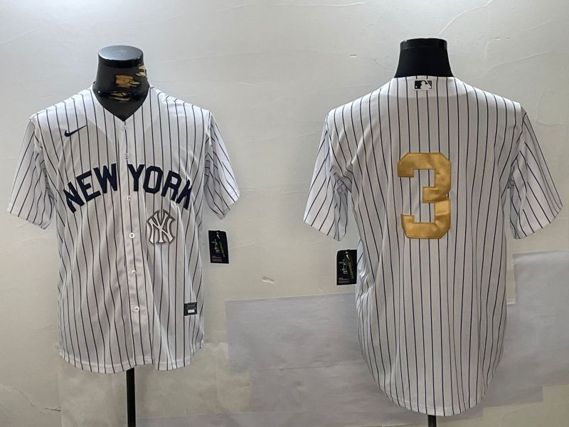 Men New York Yankees #3 Ruth White Stripe Fashion Nike 2024 MLB Jersey style 8->new york yankees->MLB Jersey